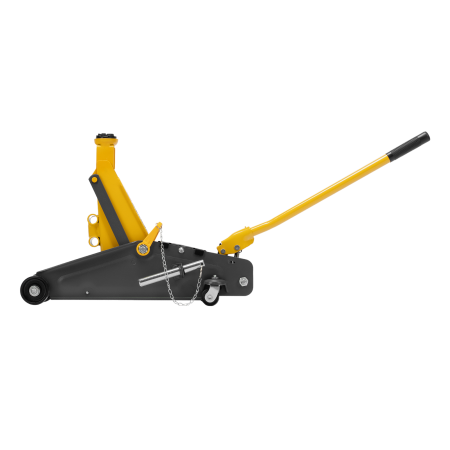 Домкрат гидравлический DENZEL подкатной с фиксатором, 2,8 т, 135-385 мм