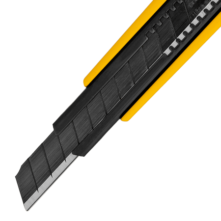 Нож DENZEL 9 мм, сменное лезвие, SK4, алюминиевый корпус, торцевой зажим