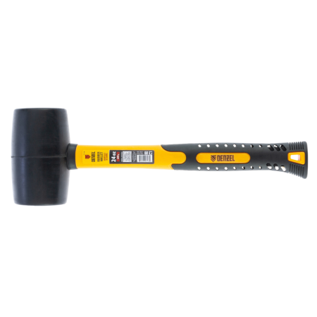 Киянка резиновая DENZEL 24 oz, черная резина, фибергласовая рукоятка