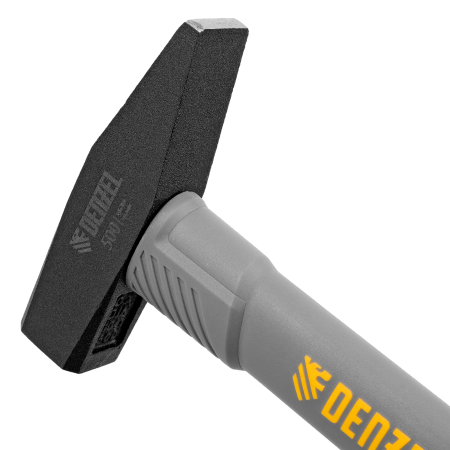 Молоток слесарный DENZEL 500 г, кованый, фибергласовая  рукоятка c TPR покрытием