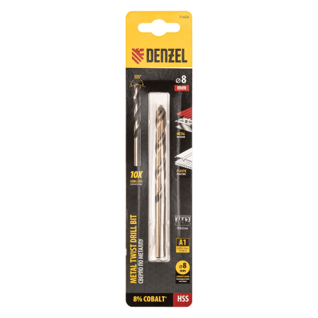 Сверло по металлу DENZEL 8 мм, HSS Co-8%
