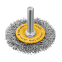 Щетка для дрели DENZEL, 50 мм, Плоская, со шпилькой, нержавеющая витая проволока