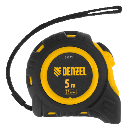 Рулетка DENZEL 5м х 25мм, обрезиненный корпус, автоматическая фиксация