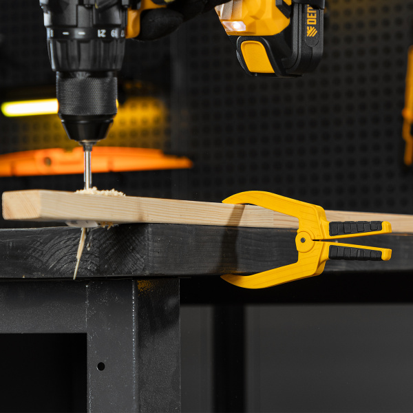 Струбцина клещеобразная DENZEL удлиненная 50 х 80 мм двухкомпонентные рукоятки