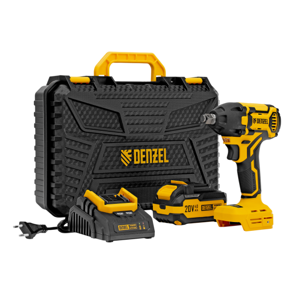 Гайковерт ударный аккумуляторный бесщет. DENZEL CIWH-BL-20-350, Li-Ion, 20 В