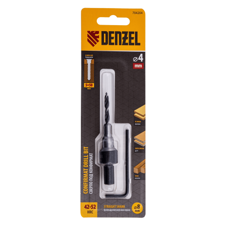 Сверло-зенкер под конфирмат DENZEL 4 мм