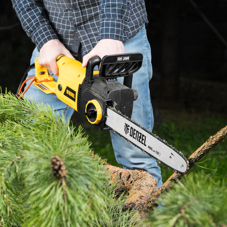 Пила цепная электрическая DENZEL EDS-2000, 2 кВт, шина 40 см, шаг 3/8, 56 звеньев