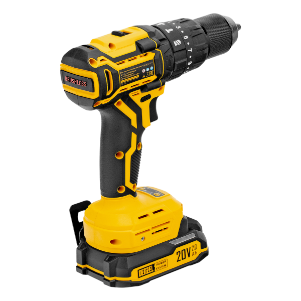 Дрель-шуруповерт аккумуляторная ударная бесщет. DENZEL CIDH-BL-20, Li-Ion, 20 В