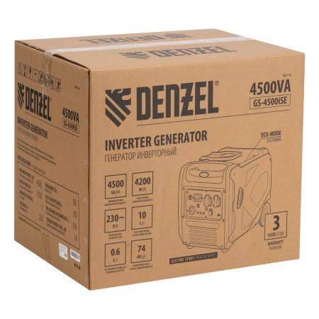 Генератор инверторный DENZEL GS-4500iSE, 4,5 кВт, 230 В, закрытый корпус, электростартер