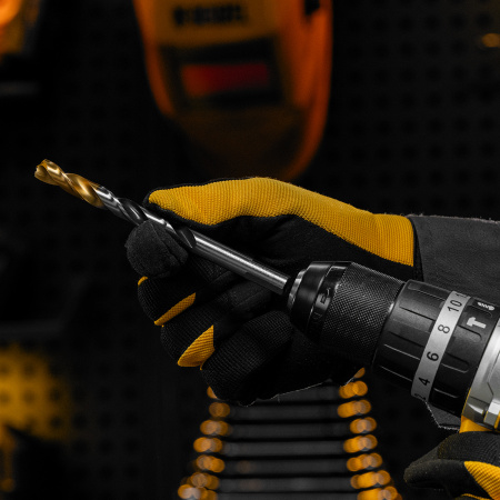 Сверло спиральное по металлу DENZEL 10 x 133 мм, Р6М5, Golden Tip, многогранная заточка