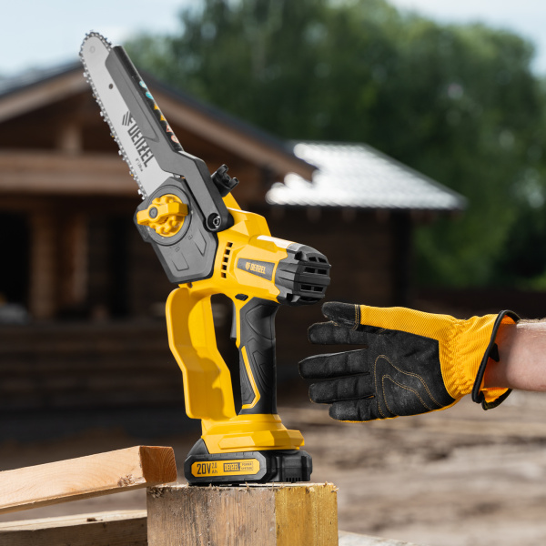 Цепная мини-пила аккумуляторная бесщеточная DENZEL СCS-200BL, шина 200 мм, Li-Ion, 20 В