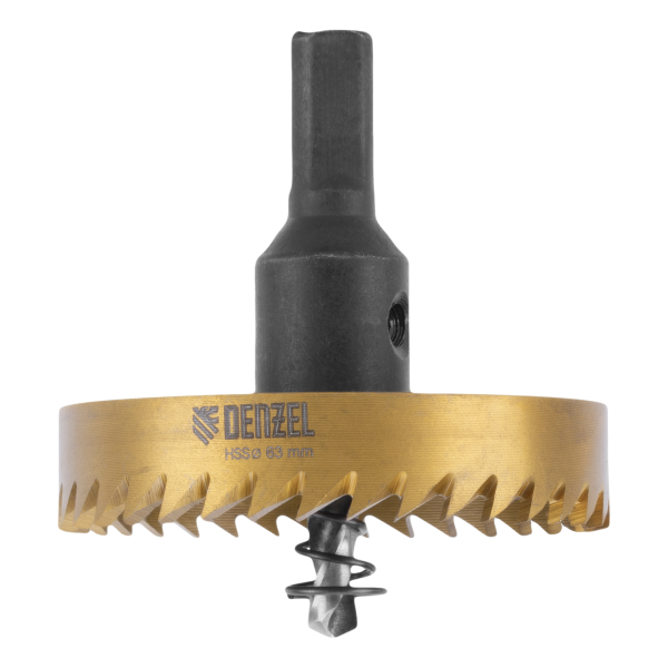 Коронка по металлу DENZEL 724120, 63 мм, HSS, нитридтитановое покрытие