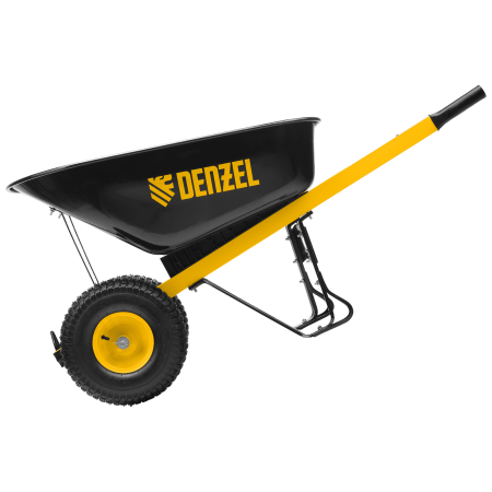 Тачка строительная DENZEL усиленная, объем 140 л, 250 кг, двухколесная, колесо 15х6.00-6