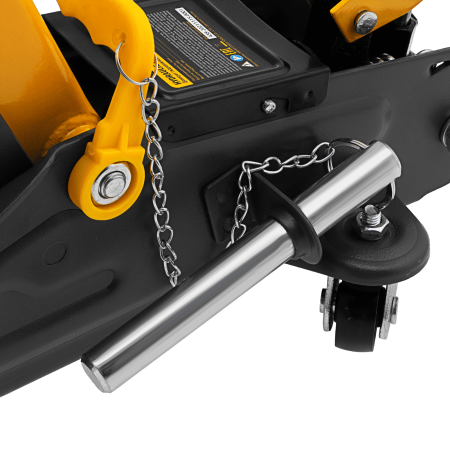 Домкрат гидравлический DENZEL подкатной с фиксатором, 2 т, 130-330 мм, в кейсе