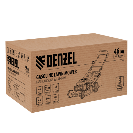 Газонокосилка бензиновая DENZEL GLD-460, 146 см3, ширина 46 см, ручная, 7 уровней