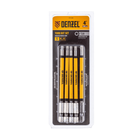 Набор бит DENZEL T20x100 мм, 5 шт.