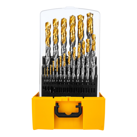 Набор сверл по металлу DENZEL, 1-13 мм, Р6М5-TiN, Golden Tip, 25 шт