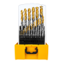 Набор сверл по металлу DENZEL, 1-13 мм, Р6М5-TiN, Golden Tip, 25 шт