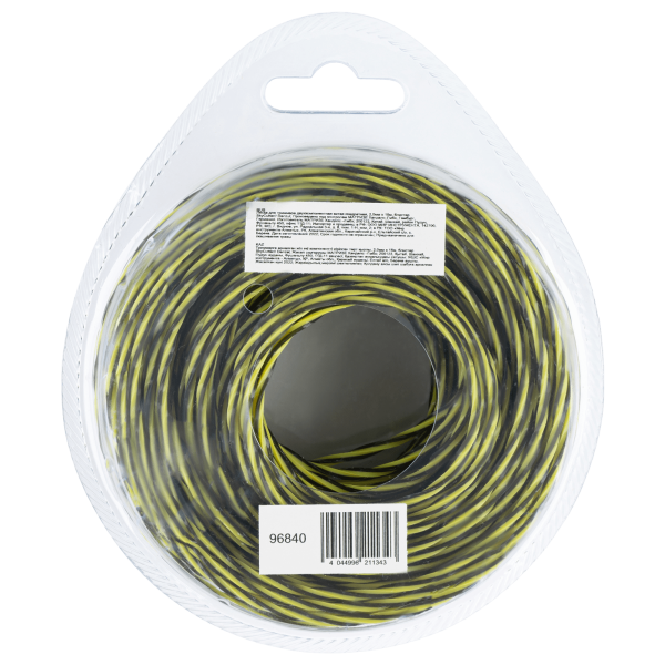Леска для триммера DENZEL двухкомпонентная витая квадратная, 2,0мм х 15м, блистер SkyCutter