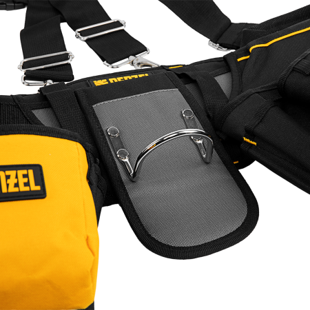 Пояс монтажника усиленный DENZEL с лямками, сумки поясные, держатель для молотка