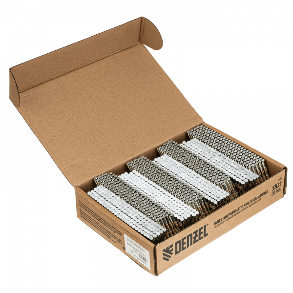 Гвозди DENZEL для пнев. нейлера (оцинк.), длина - 65 мм, диам. - 2,9 мм, 2000 шт.