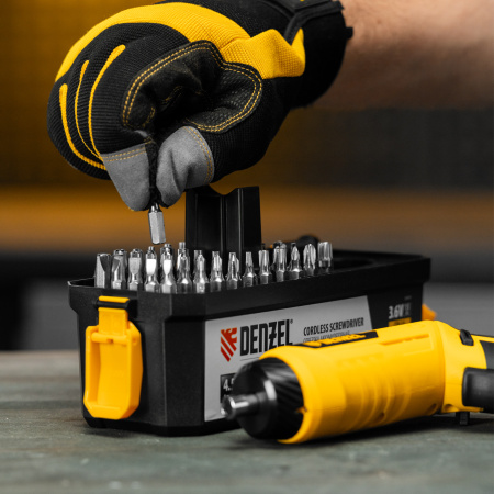 Отвертка аккумуляторная DENZEL CSH-3.6, 54 биты, Li-Ion, 3,6 В