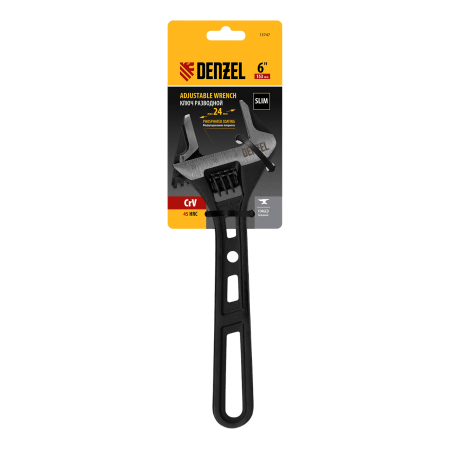 Ключ разводной DENZEL 150 мм, CrV, кованый