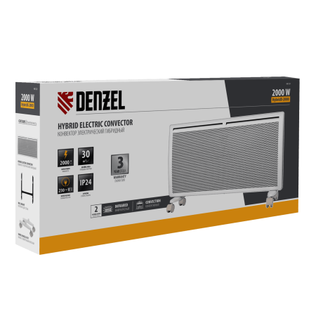 Конвектор гибридный электрический DENZEL HybridX-2000, ИК нагреватель, цифровой термостат