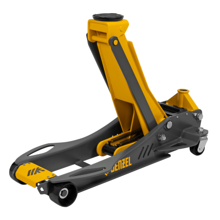 Домкрат гидравлический подкатной DENZEL 3,8 т, 110-580 мм, быстрый подъем, низкий подхват, проф.