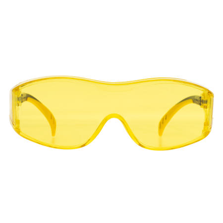 Очки защитные DENZEL открытые, поликарбонатные, увеличенная желтая линза, регулируемые дужки