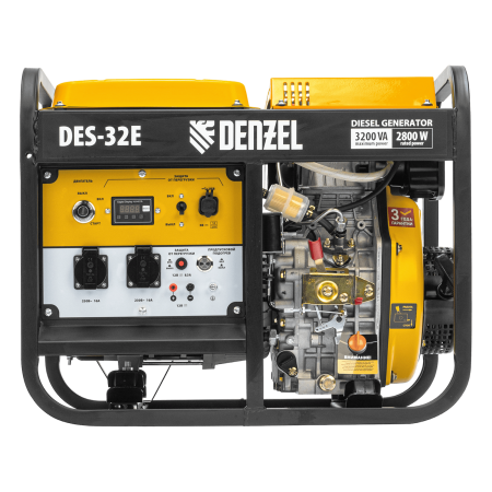 Генератор дизельный DENZEL DES-32E, 3,2 кВт, 230 В, 11 л, электростартер Генератор дизельный DENZEL DES-32E, 3,2 кВт, 230 В, 11 л, электростартер