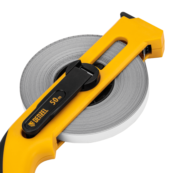 Рулетка геодезическая DENZEL 50 м х 13 мм, открытый корпус, металлическая лента