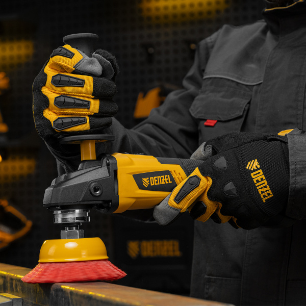 Щетка для УШМ DENZEL, 100 мм, Чашка, нейлоновая щетина, М14