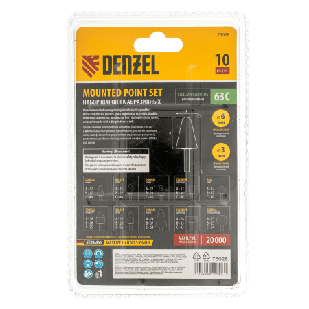 Набор шарошек DENZEL для дрели (ПШМ), 10 шт