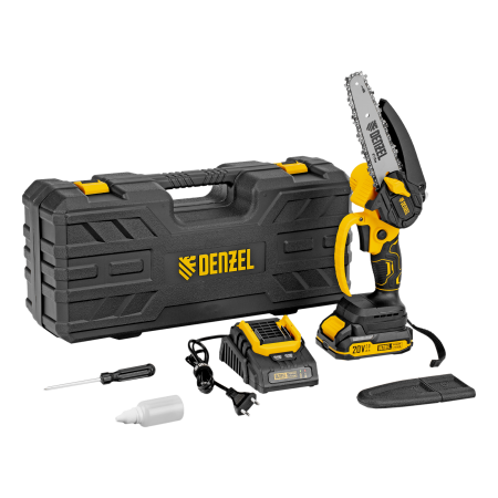 Цепная мини-пила аккумуляторная бесщет. DENZEL CCS-150, шина 150 мм, Li-Ion, 20 В