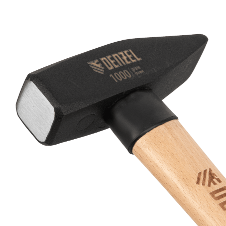 Молоток слесарный DENZEL 1000 г, кованый квадратный боек, буковая рукоятка