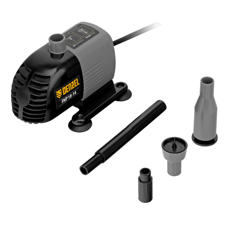 Насос фонтанный DENZEL FNP18-14, 18 Вт, подъем 1,4 м, 750 л/ч, колокольчик/каскад