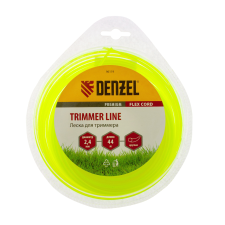 Леска для триммера DENZEL Flex Сord 96119, 2.4 мм x 44 м, круглая, блистер
