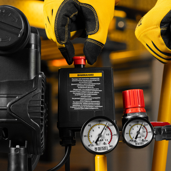 Компрессор безмасл. малошумный DENZEL DLP-950/24, 950Вт,24 л, 2850 об/мин, 170 л/мин