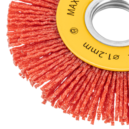 Щетка для УШМ DENZEL, 100 мм, Плоская, нейлоновая щетина, посадка 22,2 мм