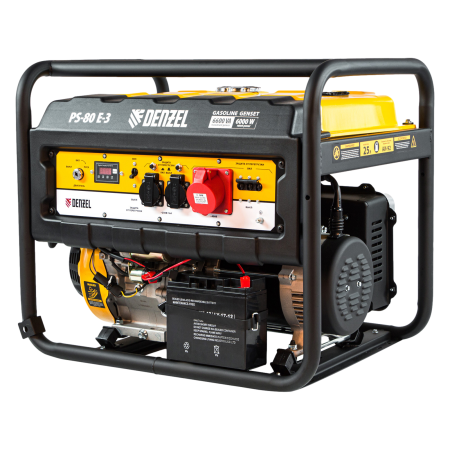 Генератор бензиновый DENZEL PS 80 E-3, 6.6 кВт, 400 В, 25 л, электростартер