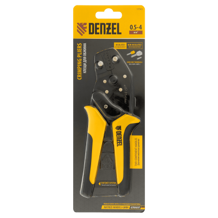 Клещи для обжима наконечников штыревых DENZEL НШВ, НШВИ, НШВИ-2, 0,5-4 мм2