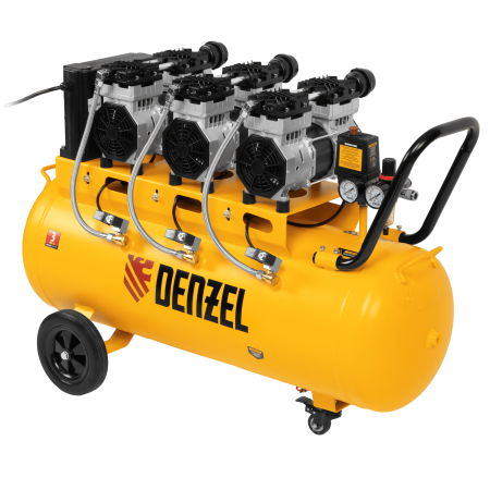 Компрессор безмасляный, малошумный DENZEL DLS 2250/100, 2250 Вт, 3x750, 100 л, 410 л/мин блок управления/ Denzel Компрессор безмасляный, малошумный DENZEL DLS 2250/100, 2250 Вт, 3x750, 100 л, 410 л/мин блок управления/ Denzel