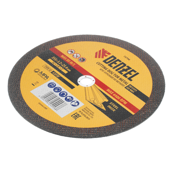 Круг отрезной по металлу DENZEL, 355 х 3,2 х 25,4 мм, A30TBF