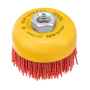 Щетка для УШМ DENZEL, 75 мм, Чашка, нейлоновая щетина, М14