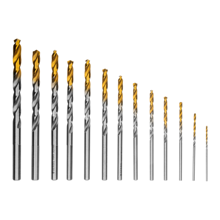 Набор сверл по металлу DENZEL, 1,5-6,5мм, Р6М5-TiN, Golden Tip, 13 шт