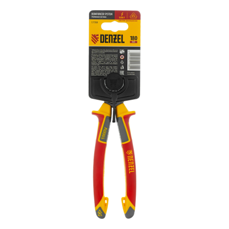 Бокорезы DENZEL диэлектрические рукоятки, до 1000 В, трехкомпонентные рукоятки, 180 мм