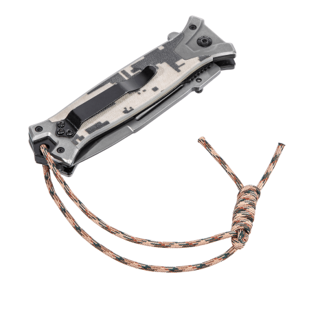 Нож складной DENZEL многоцелевой, системы Liner-Lock, с накладкой G10 на прямой рук-ке+стеклобой