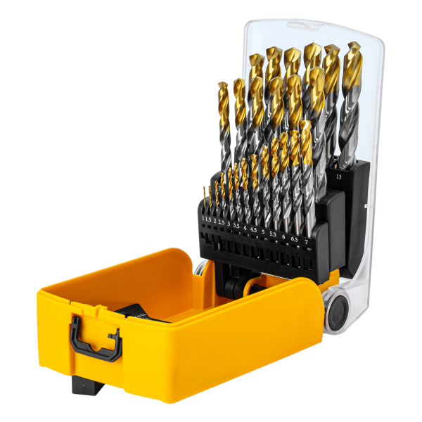 Набор сверл по металлу DENZEL, 1-13 мм, Р6М5-TiN, Golden Tip, 25 шт