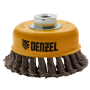 Щетка для УШМ DENZEL 746283, 100 мм, «чашка», крученая нержавеющая проволока 0.5 мм, М14